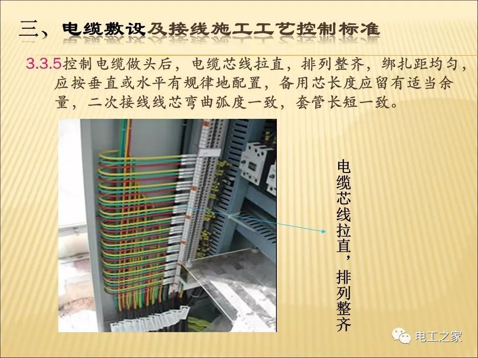 一條完成開關柜安裝，電纜橋架施工，電纜敷設及布線施工，照明配電箱施工